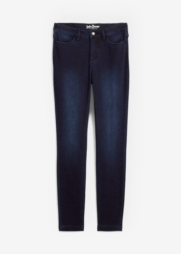 Skinny Jeans Mid Waist, Thermo  in blau von vorne - John Baner JEANSWEAR