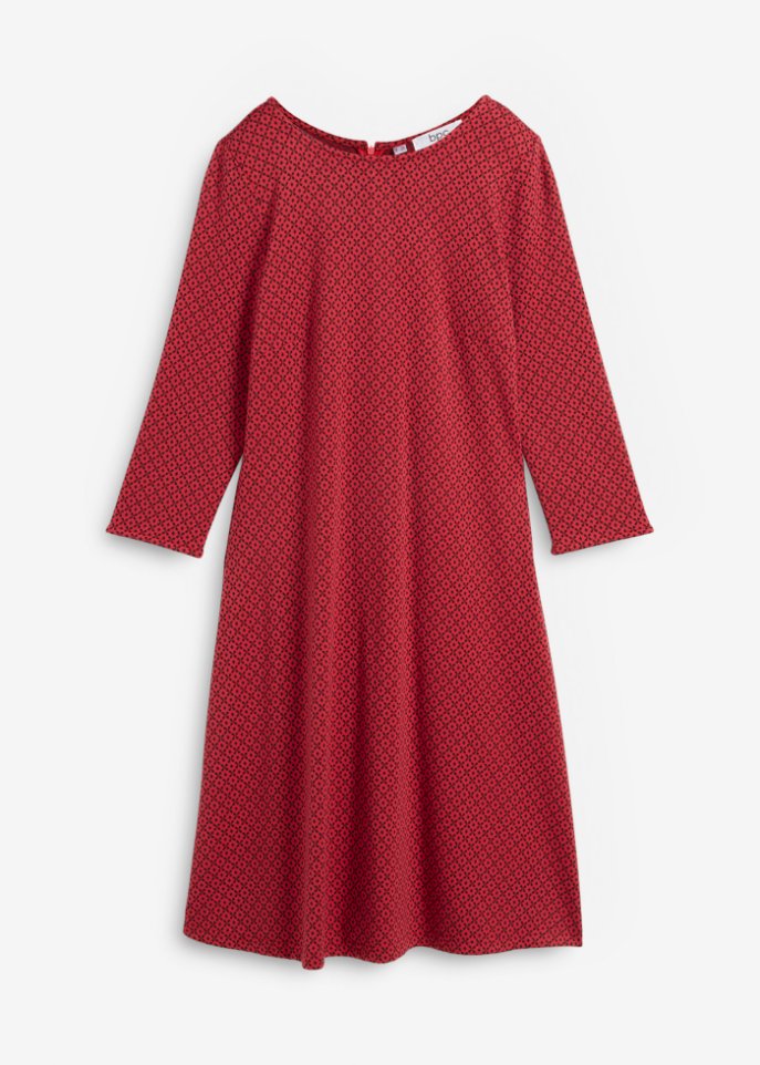Punto di Roma Kleid mit Jaquardmuster, knieumspielend in rot von vorne - bpc bonprix collection