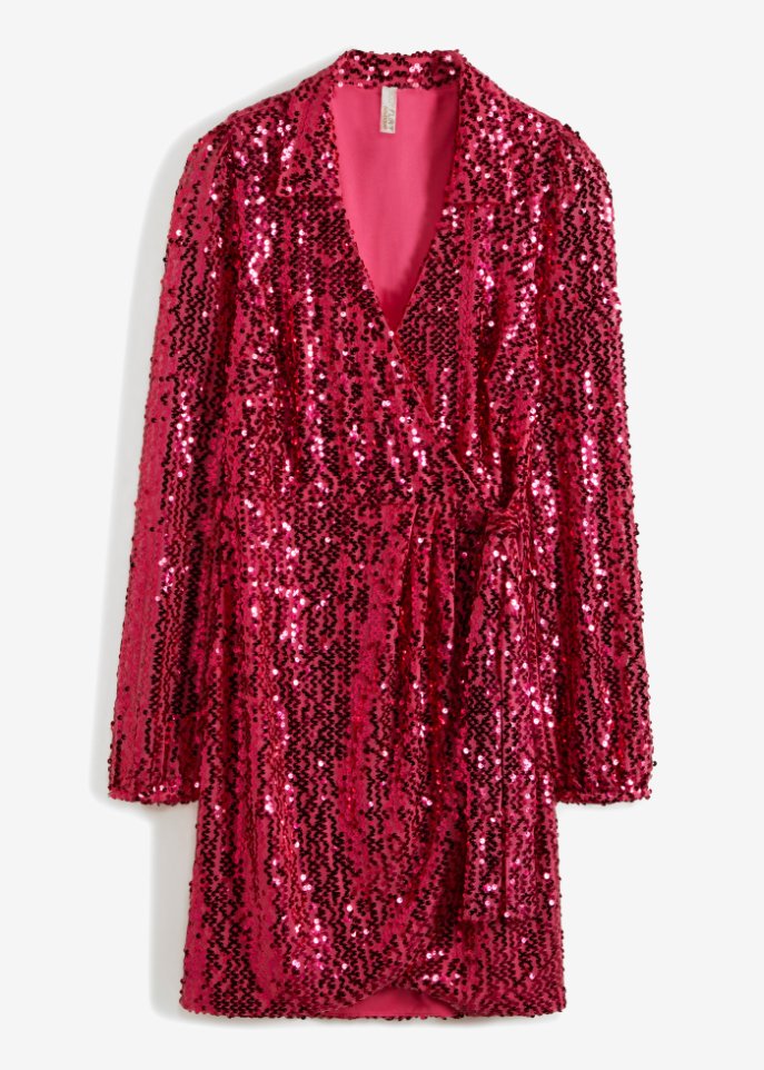 Kleid mit Pailletten in pink von vorne - BODYFLIRT boutique