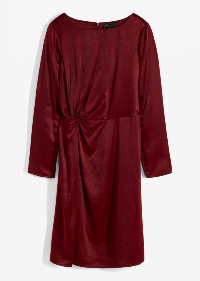 Satin-Kleid, Wickel-Effekt  in rot von vorne - BODYFLIRT boutique