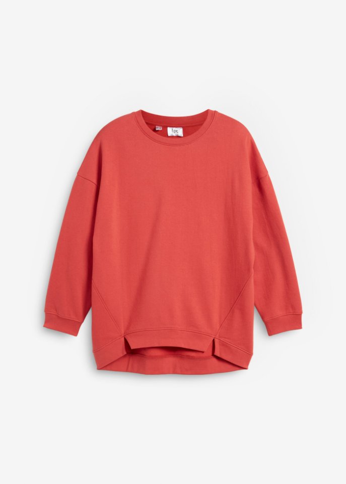 Oversize Sweatshirt mit Schlitzdetail in rot von vorne - bpc bonprix collection