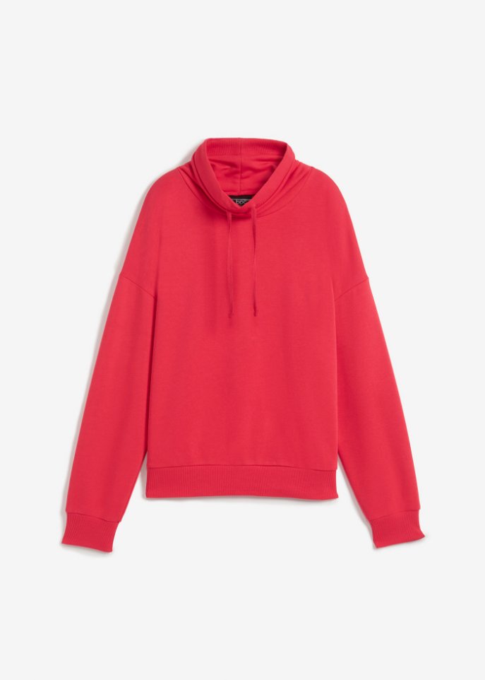 Sweatshirt mit großem Kragen in rot von vorne - bpc bonprix collection
