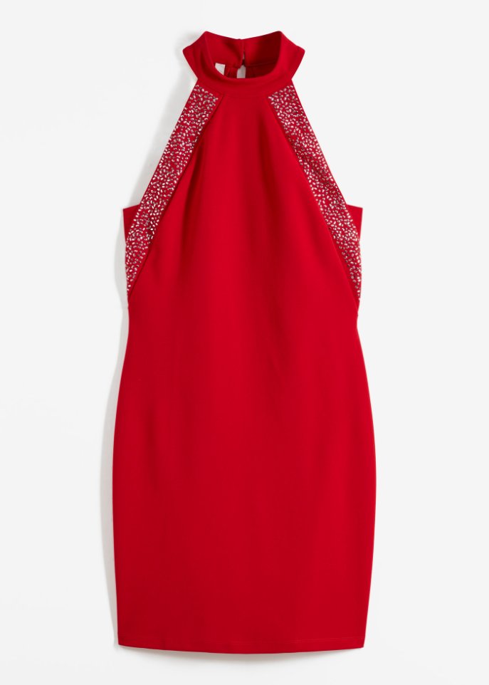 Neckholder-Kleid  in rot von vorne - BODYFLIRT boutique