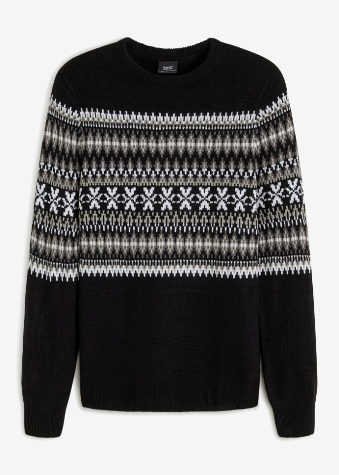 Norweger-Pullover in schwarz von vorne - bpc bonprix collection