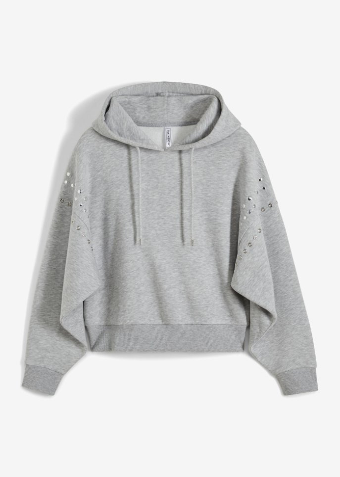 Oversize Sweatshirt mit Nieten in grau von vorne - RAINBOW