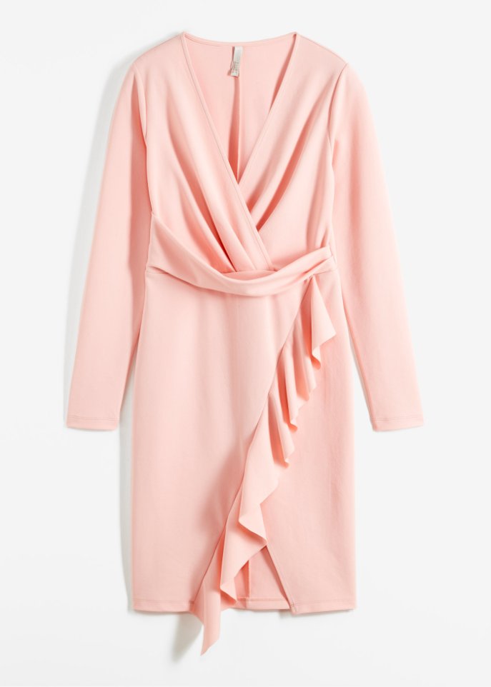 Volant-Kleid in rosa von vorne - BODYFLIRT boutique