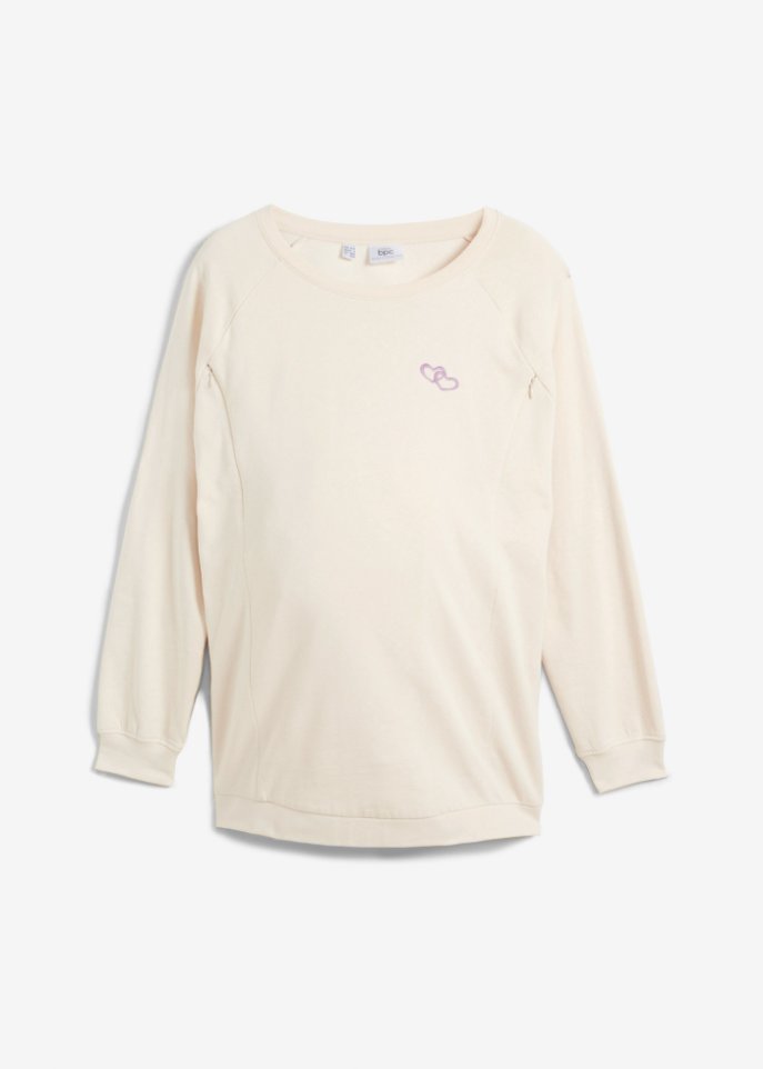 Umstands- / Stillsweatshirt mit Baumwolle in beige von vorne - bpc bonprix collection