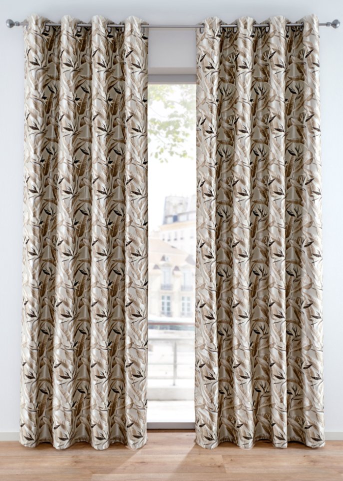 Jacquard Vorhang mit Blumen Muster (1er Pack) in beige - bpc living bonprix collection