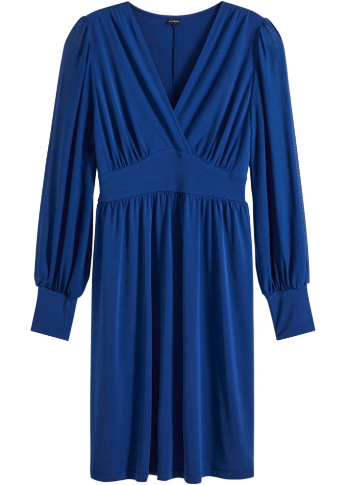 Kleid mit Mesh-Ärmeln in blau von vorne - BODYFLIRT