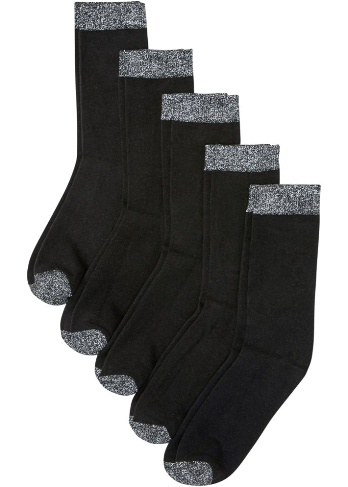 Socken (5er Pack) mit Glitzergarn in schwarz von vorne - bpc bonprix collection