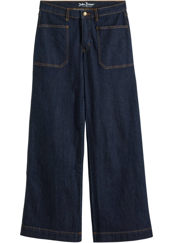 Komfort-Stretch-Jeans, Wide in blau von vorne - John Baner JEANSWEAR
