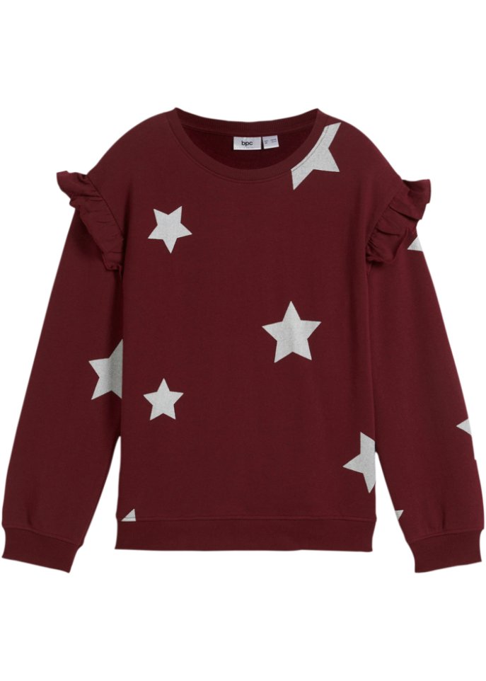 Mädchen Sweatshirt mit Volants in rot von vorne - bpc bonprix collection