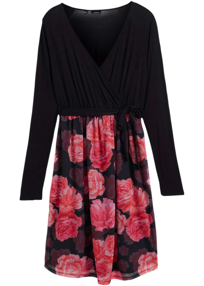 Umstandskleid / Stillkleid  mit Blumenprint  in schwarz von vorne - bpc bonprix collection