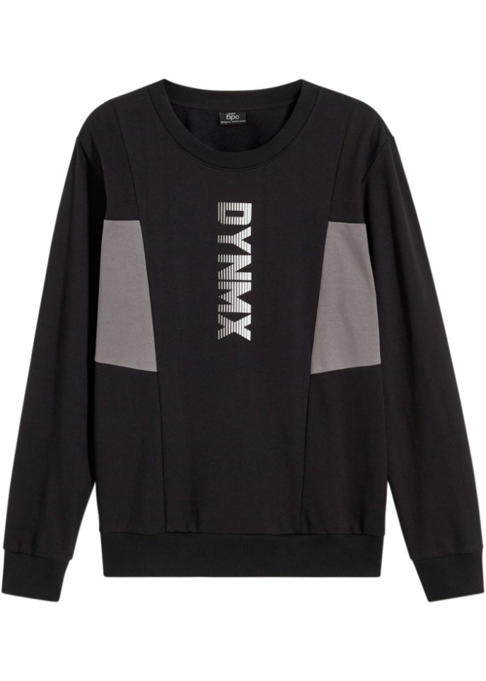 Sweatshirt mit recyceltem Polyester in schwarz von vorne - bpc bonprix collection