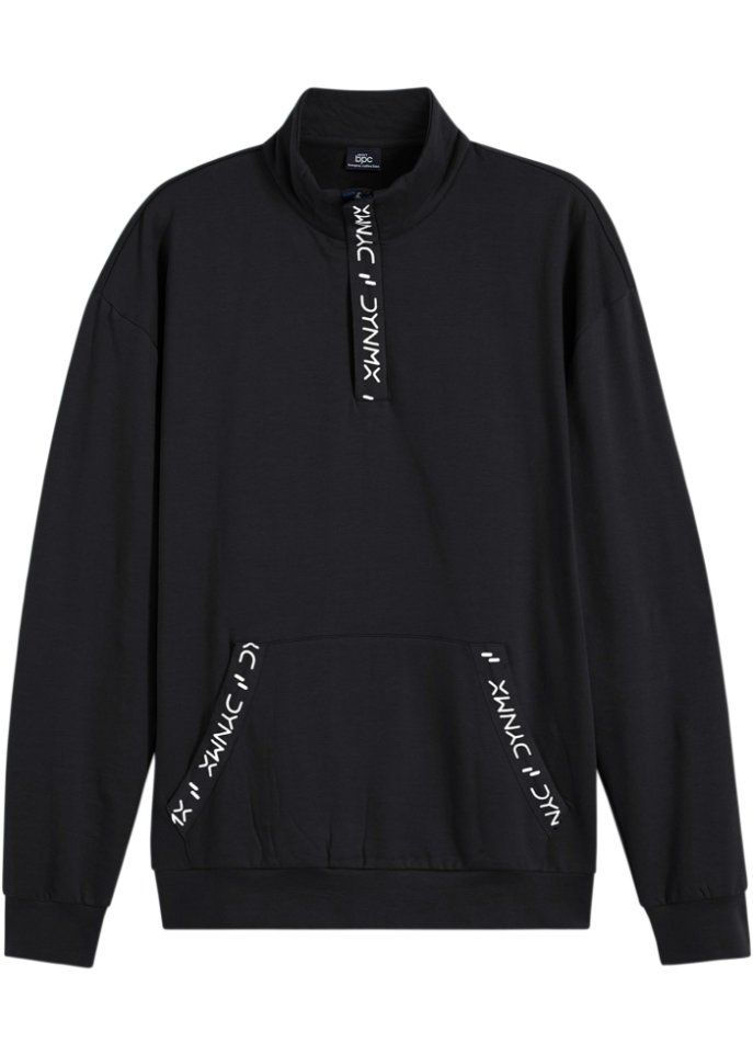 Sweatshirt mit Troyerkragen aus nachhaltiger Baumwolle in schwarz von vorne - bpc bonprix collection