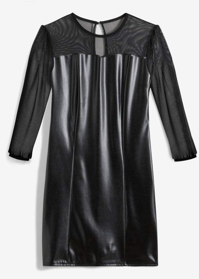Kleid mit Mesh  in schwarz von vorne - BODYFLIRT boutique
