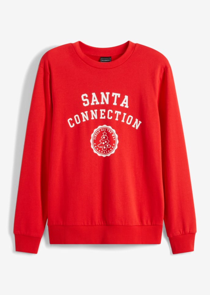 Sweatshirt mit Weihnachtsmotiv und Bio Baumwolle in rot von vorne - RAINBOW