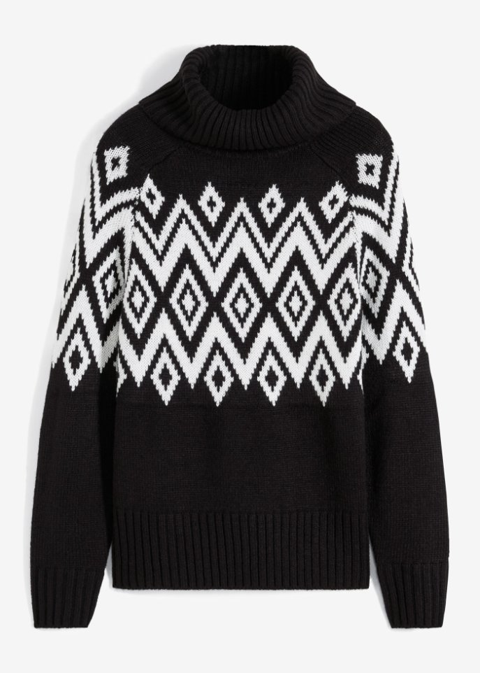 Norweger-Pullover in schwarz von vorne - BODYFLIRT