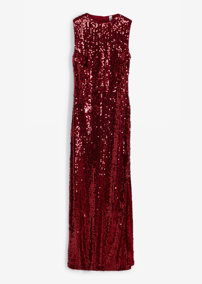 Kleid mit Pailletten in rot von vorne - BODYFLIRT boutique