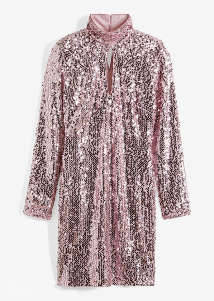 Kleid mit Pailletten  in pink von vorne - BODYFLIRT boutique