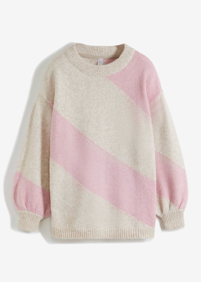 Pullover mit recyceltem Polyester in rosa von vorne - RAINBOW