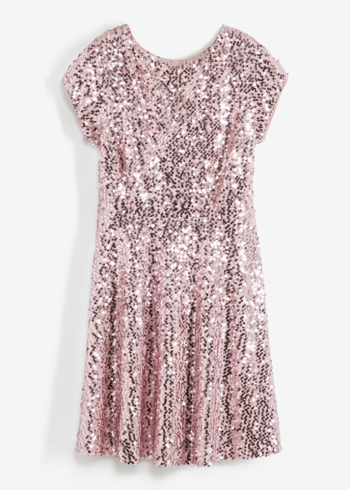 Kleid mit Pailletten in rosa von vorne - BODYFLIRT boutique