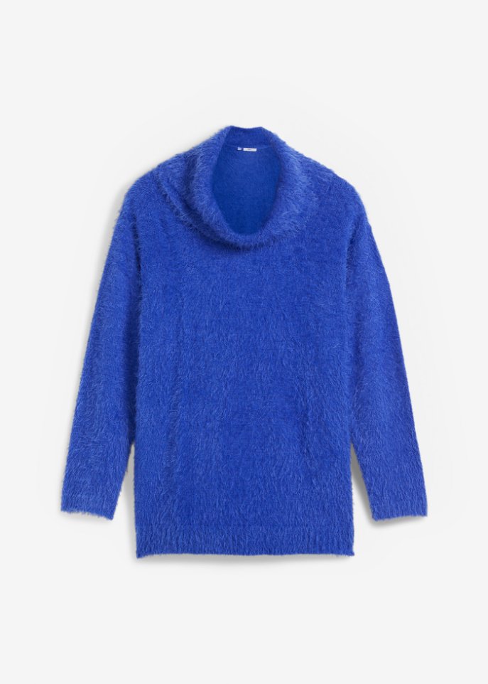 Oversize-Flausch-Pullover in blau von vorne - bpc bonprix collection