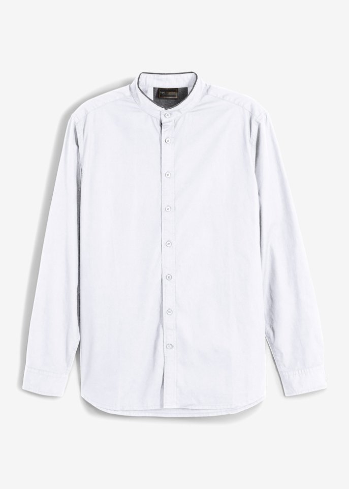 Langarmhemd mit Stehkragen in weiß - bpc selection