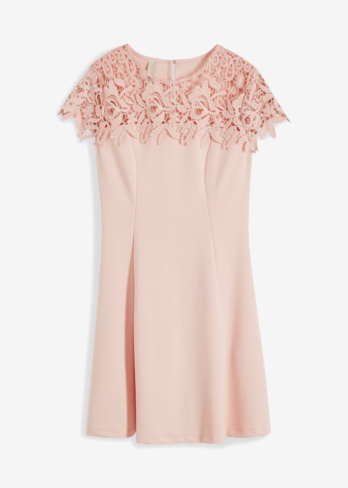 Kleid  mit Spitze in rosa von vorne - BODYFLIRT boutique