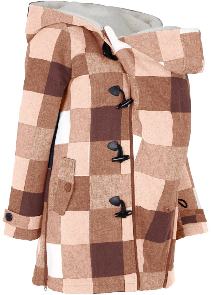Woll-Umstandsjacke  mit Teddyfutter / Tragejacke in braun von der Seite - bpc bonprix collection