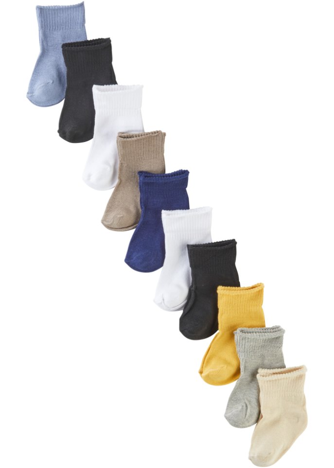Baby Socken mit Bio-Baumwolle (10er Pack) in blau von vorne - bpc bonprix collection
