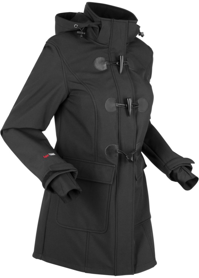 Duffle-Jacke aus Softshell, wasserabweisend in schwarz von der Seite - bpc bonprix collection