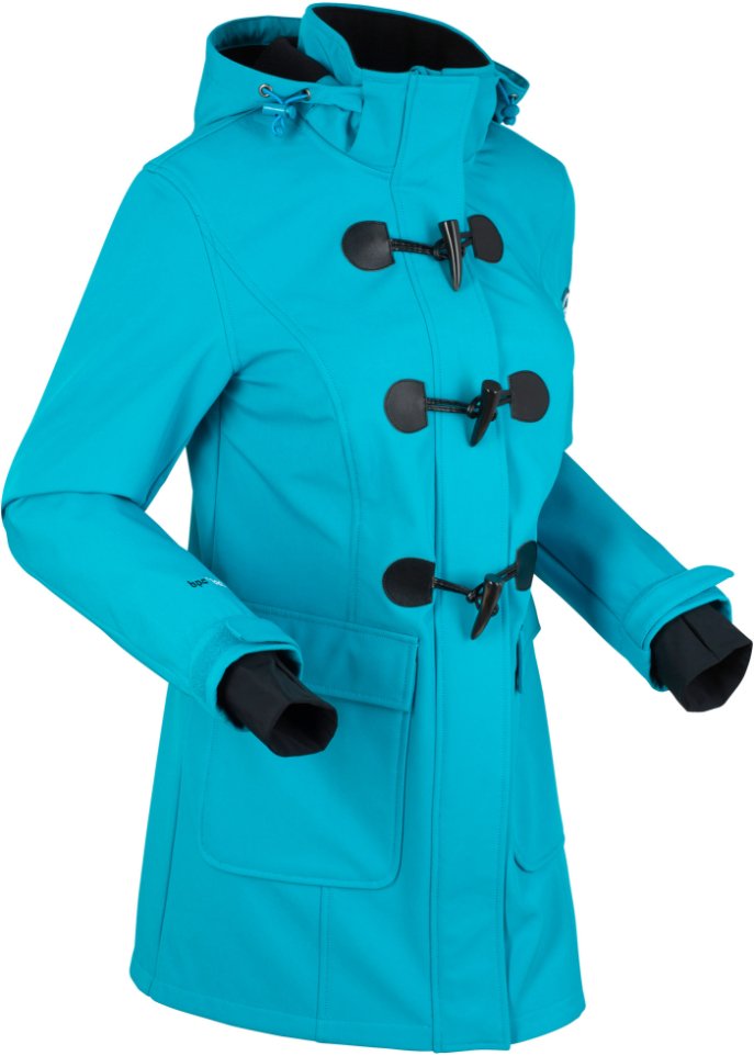 Duffle-Jacke aus Softshell, wasserabweisend in blau von der Seite - bpc bonprix collection