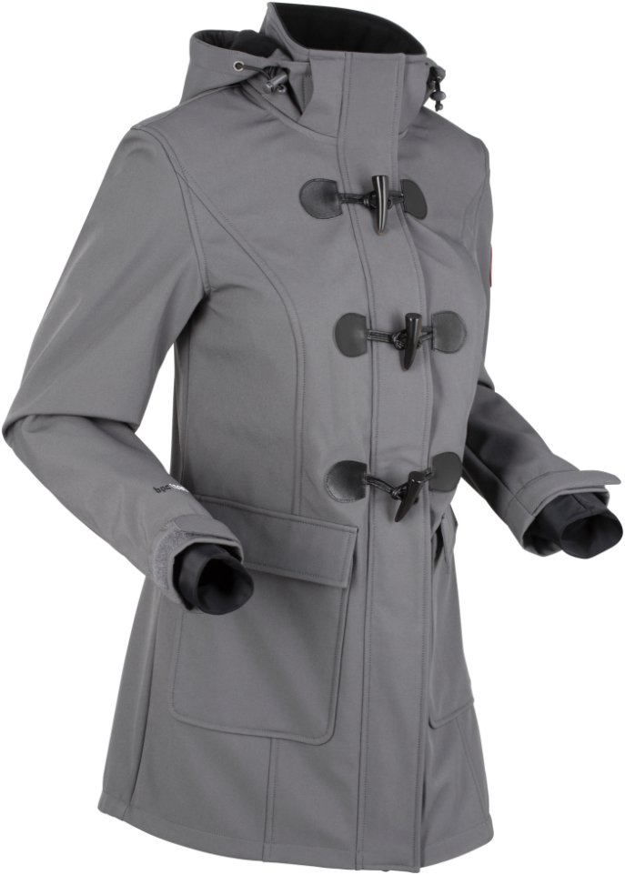 Duffle-Jacke aus Softshell, wasserabweisend in grau von der Seite - bpc bonprix collection