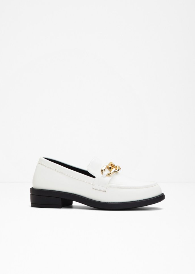 Eleganter Loafer mit dekorativer Kette - weiß - Damen | bonprix