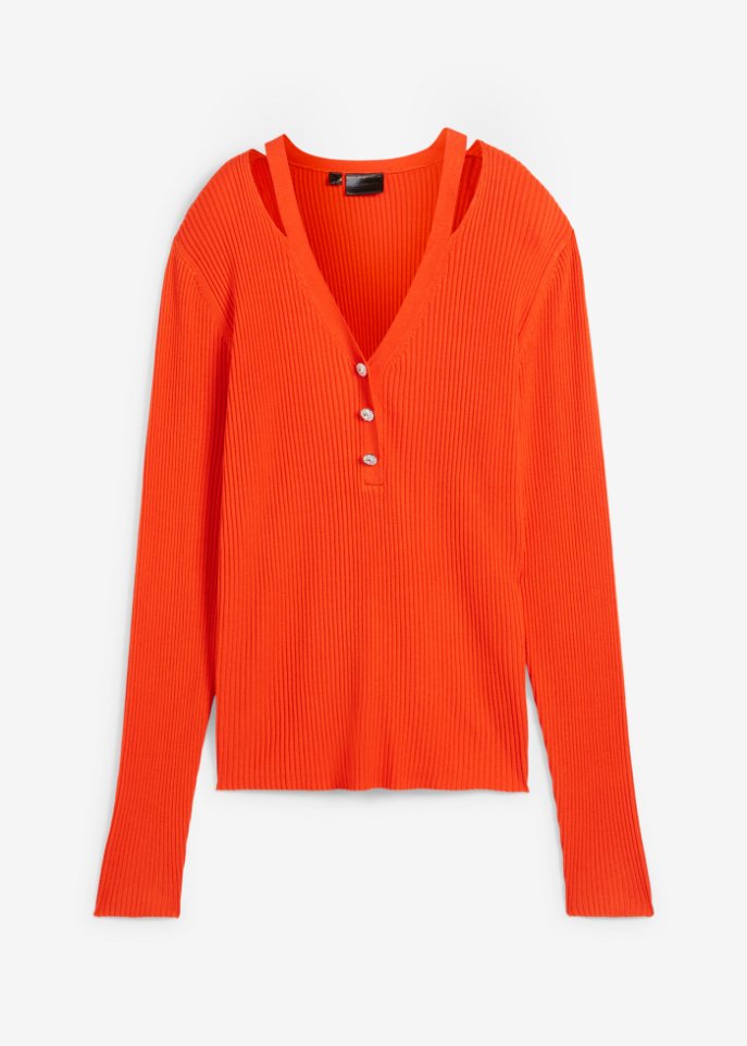 Pullover mit Cut Outs in orange von vorne - bpc selection