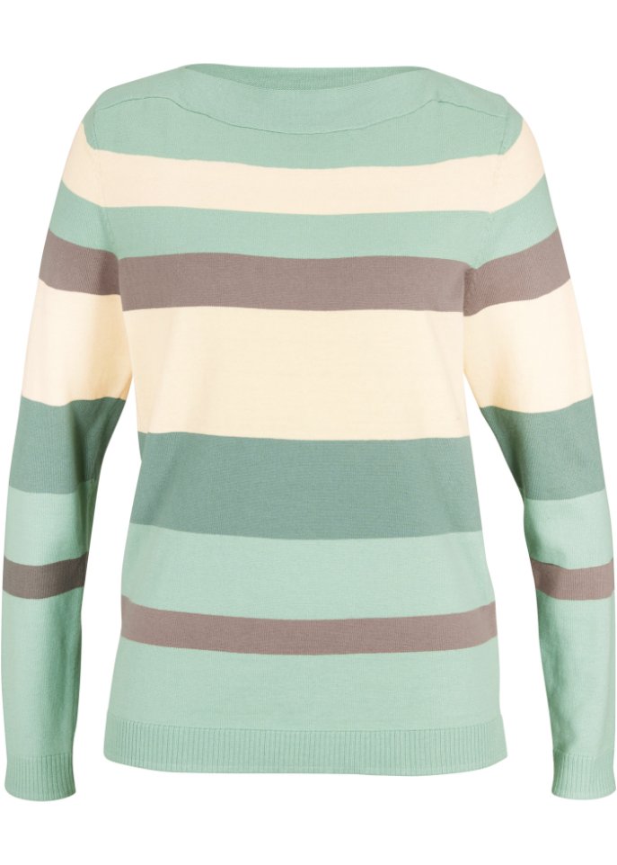 Pullover mit Seidenanteil in grün von vorne - bpc selection