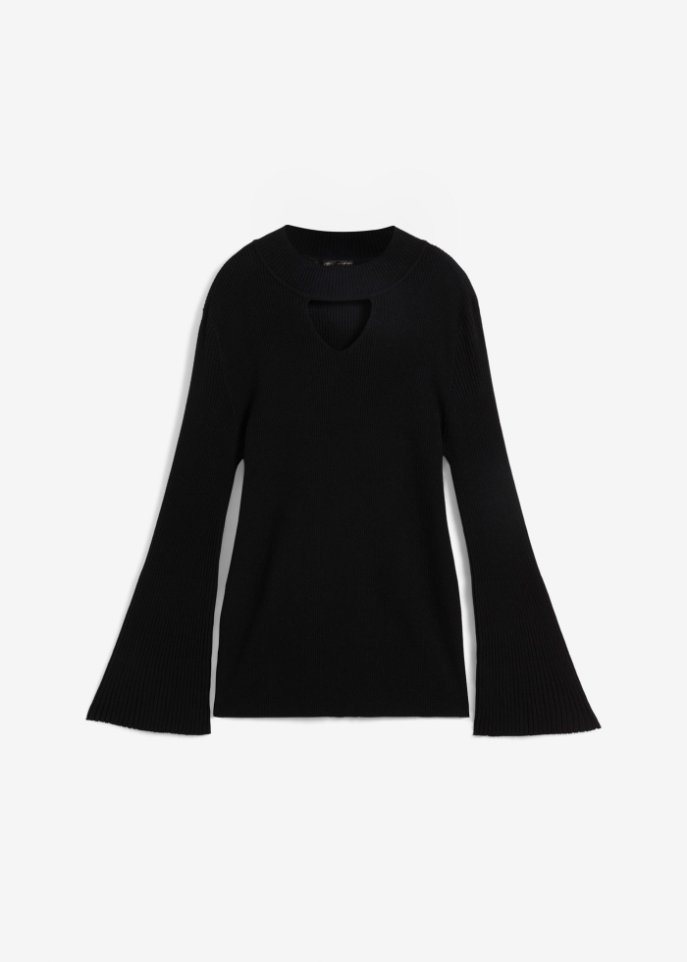 Pullover mit Cut Out in schwarz von vorne - bpc selection