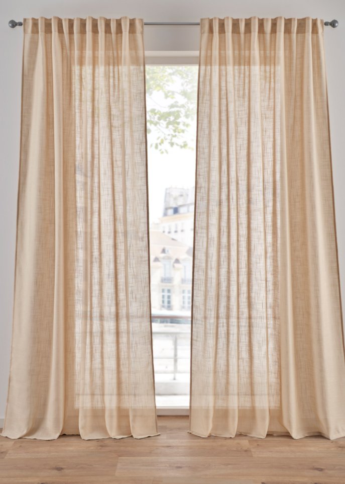 Vorhang mit recyceltem Polyester in Leinen-Optik (1er Pack) in beige - bpc living bonprix collection