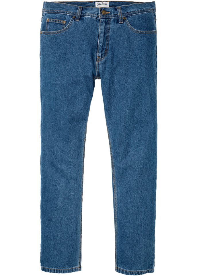 Loose Fit Jeans aus stabilem Denim, Straight in blau von vorne - John Baner JEANSWEAR