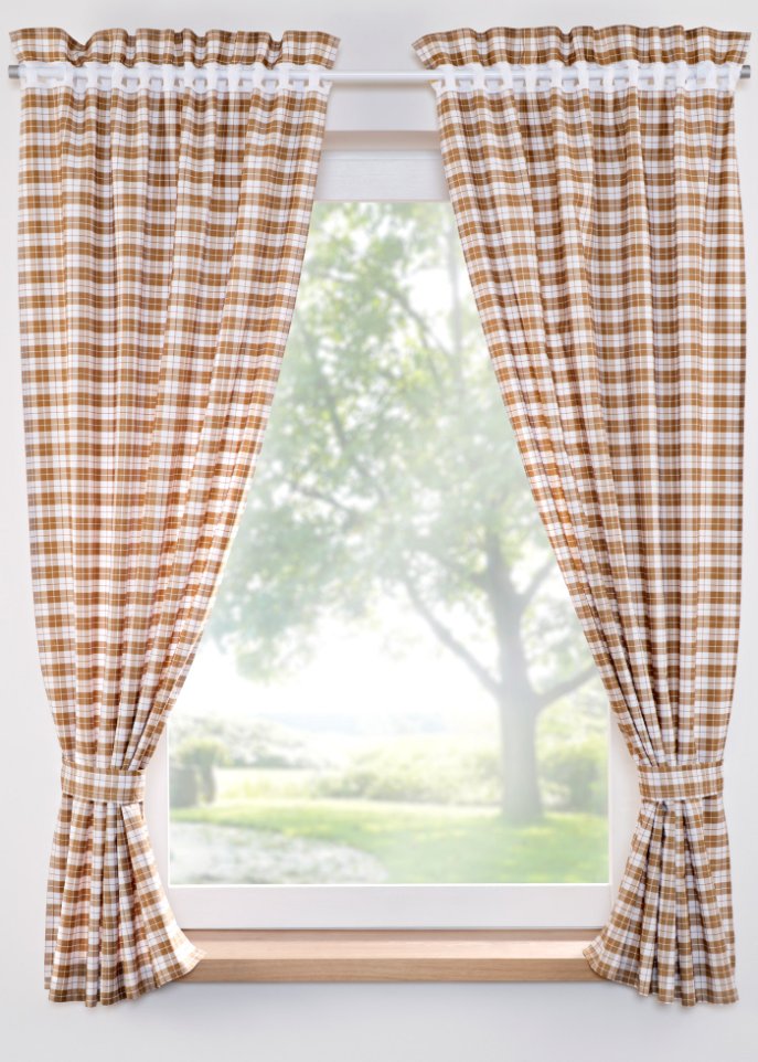 Vorhang mit Raffhalter (2er Pack) in beige - bpc living bonprix collection