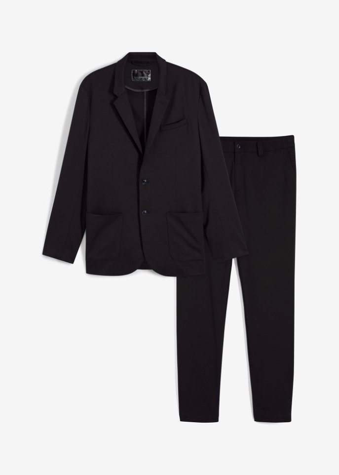 Anzug (2-tlg.Set): Sakko und Hose in schwarz von vorne - bpc selection