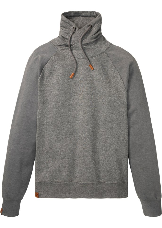 Sweatshirt mit Schalkragen in grau von vorne - bpc bonprix collection