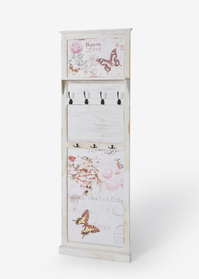Garderobenpaneel mit Schmetterling-Design in weiß von vorne - bpc living bonprix collection