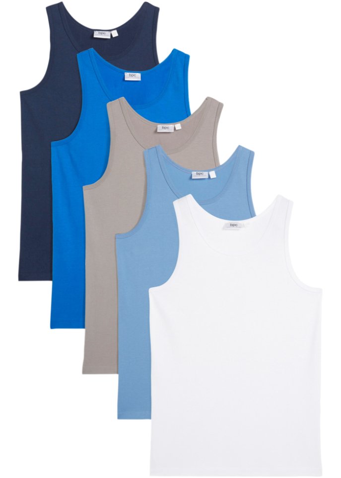 Jungen Unterhemd (5er Pack) in blau von vorne - bpc bonprix collection