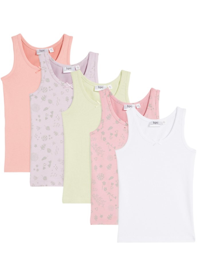Mädchen Unterhemd (5er Pack) in weiß von vorne - bpc bonprix collection