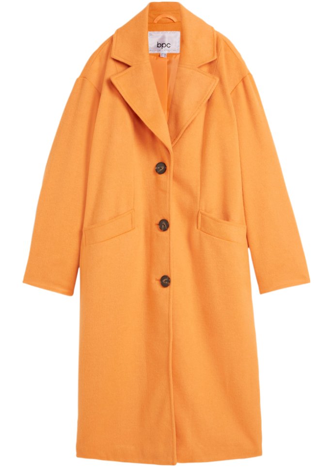 Mantel in Wolloptik mit A-Linie in orange von vorne - bpc bonprix collection