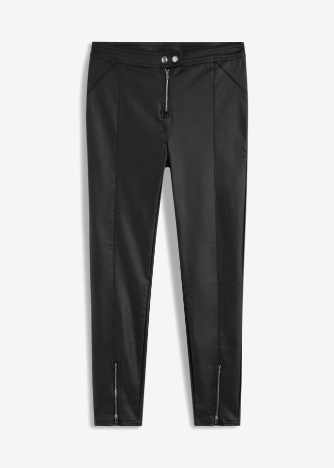 Lederimitat-Hose mit Reißverschlüssen in schwarz von vorne - RAINBOW