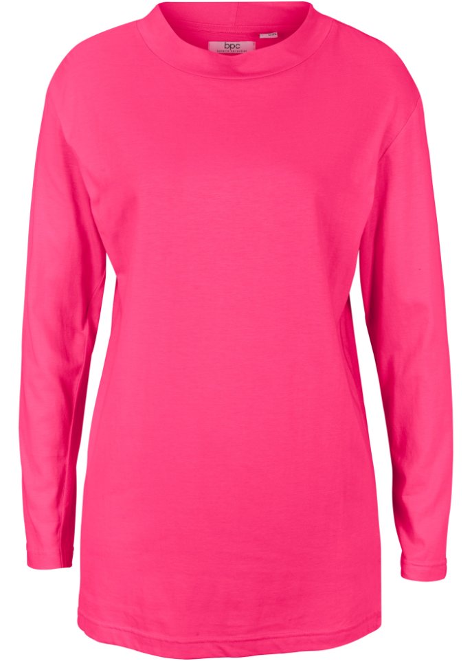 Langarm-Shirt mit Stehkragen in pink - bpc bonprix collection