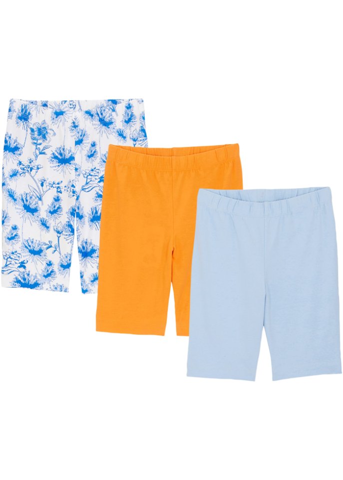 Mädchen Radler-Shorts (3er Pack) in blau von vorne - bpc bonprix collection